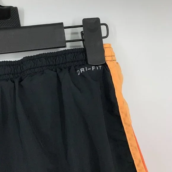 Nike Running Shorts Black Orange Dri Fit Lined Mesh Drawstring - Picture 8 of 8
